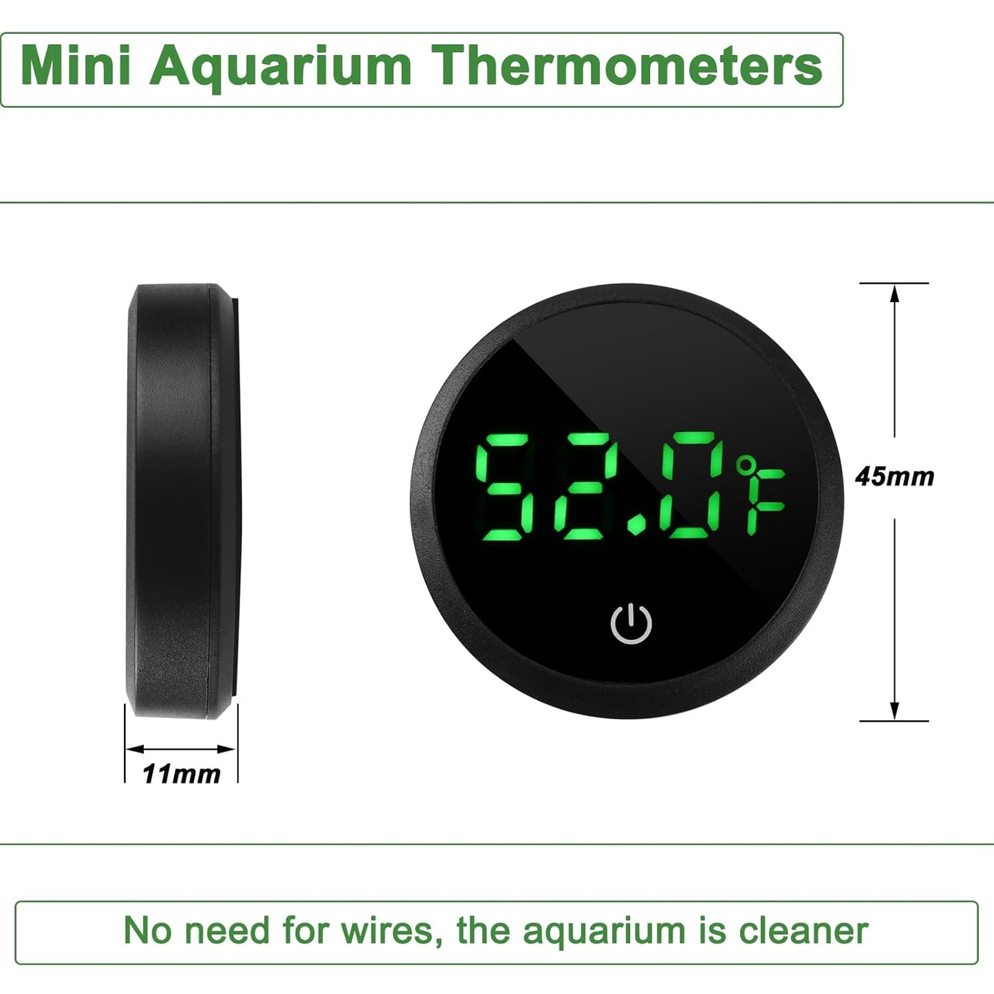 Aquarium Thermometer Digital Fish Tank Thermometer Led Display Fish Tank Temperature Gauge Accurate Thermometer to ±1℉ for Betta Axolotl Turtle Tank (with Spare Battery) 2pack