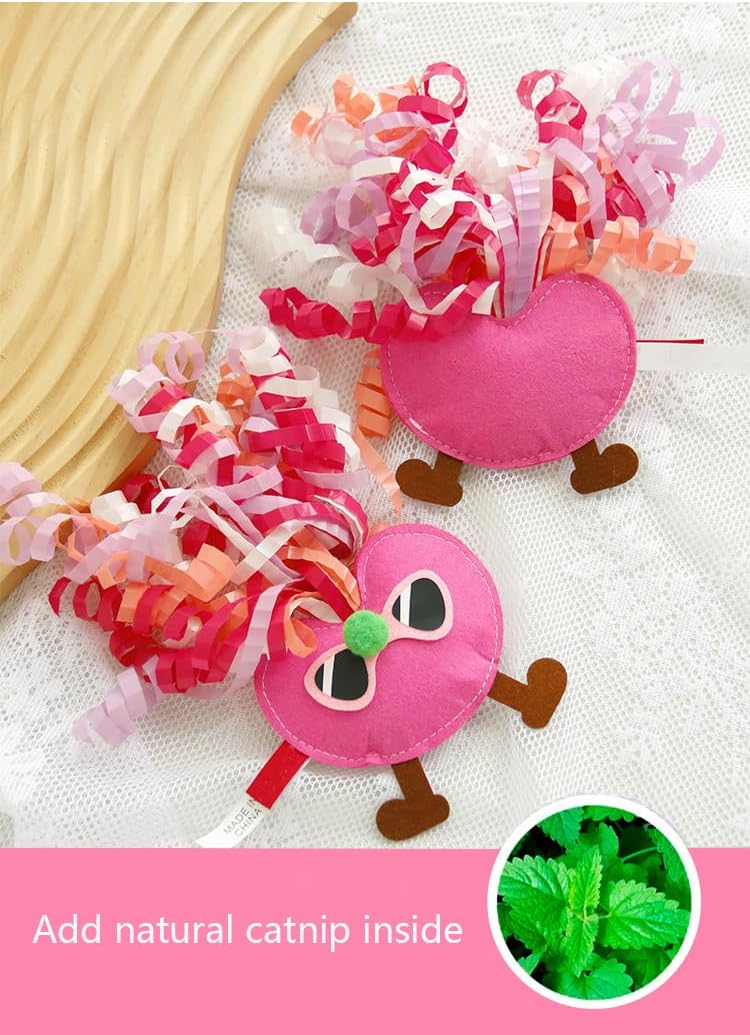 Catnip Toys for Cat,Kitten Chew Teeth Cleaning Toy,Interactive Plush Toys for Swatting and Playing，Curly-haired Figure Cat Toy (red)