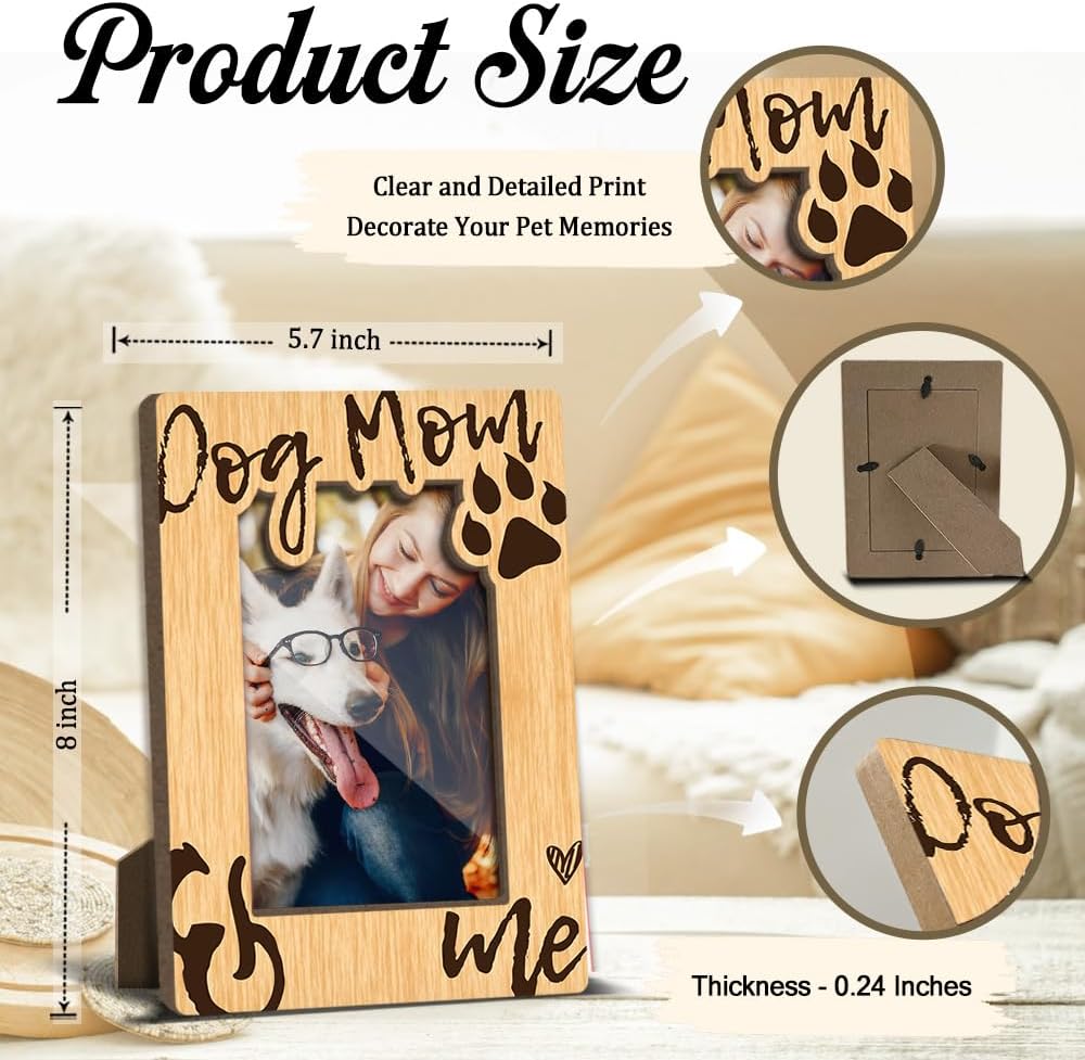 Dog Mom and Me Wooden Picture Frames Present for Dog Lover Pet Owner Women Girls Friends Puppy Memorial Keepsake Home Office Living Room Tabletop Decor Picture Picture Frames 4x6 Photo - YY018