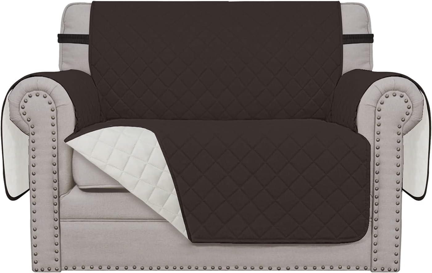 Easy-Going Oversized Chair Sofa Slipcover Reversible Sofa Cover Water Resistant Couch Cover Furniture Protector Cover with Elastic Straps for Pets Dog (Oversized Chair, Chocolate/Ivory)
