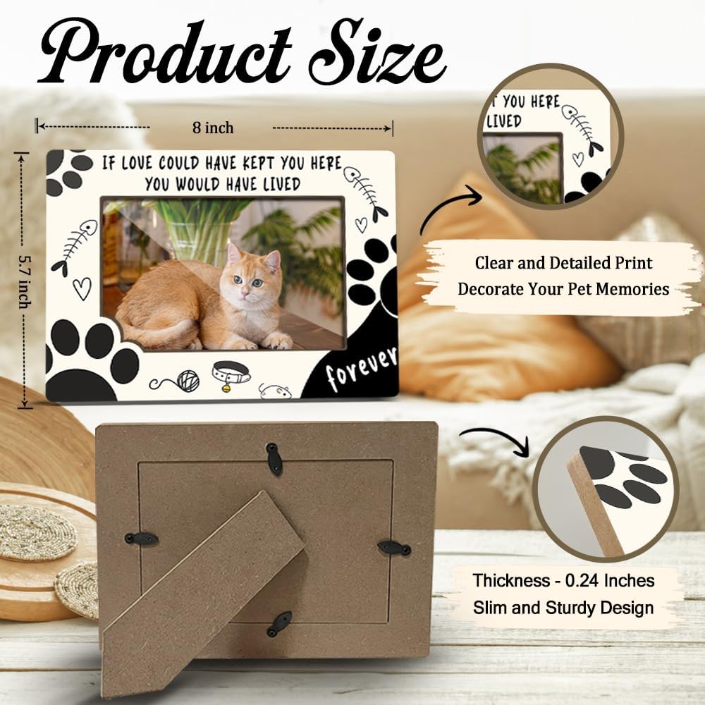 Cat Memorial Photo Frames Dog and Cat Loss Remembrance Gift Sympathy Keepsake for Pet Lovers Condolence Present for Pet Owner If love Could Have Kept You Here Picture Frames 4x6 Photo - YY012