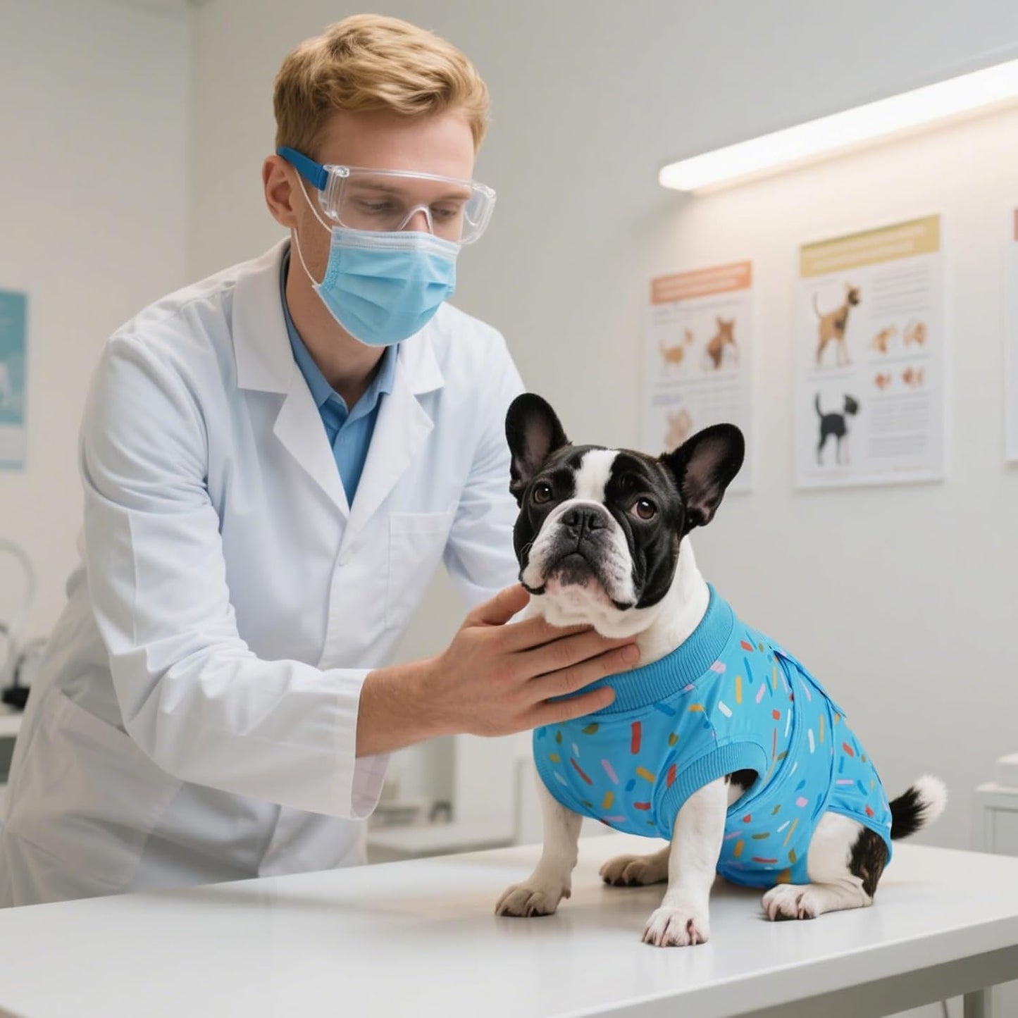 Kuoser Dog Surgery Suit, Dog Surgery Suit Male Neuter, Comfy Doggie Recovery Suit Doggie Onesie, Post-Op Onesie for Female & Male Dogs, Soft Protective Wear, BlueRibbon XXL