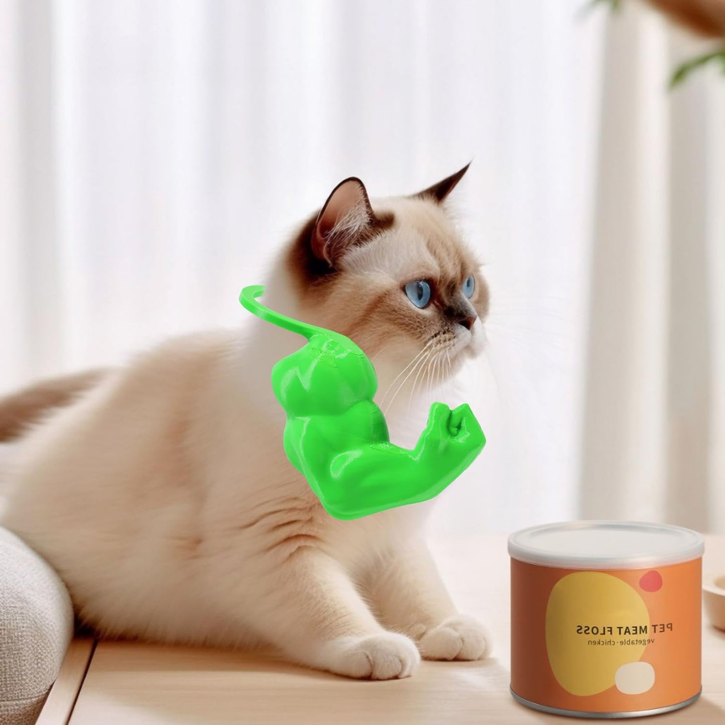 Creative Cat Muscle Arms,3D Printed Cat's Neck Arm with Muscle,Funny Pet Props Hanging Arm for Kitten Birthday Party Supplies,Funny Halloween Costume Prop Adjustable Lightweight Design (Green)