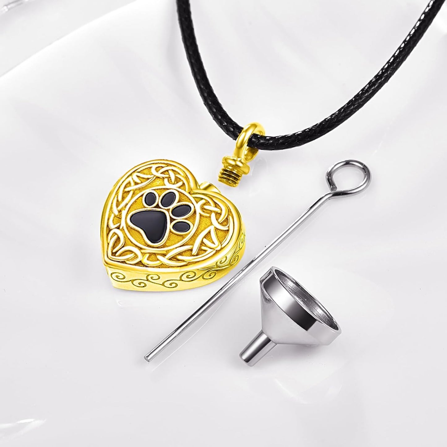 Dreamboat Pet Urn Necklace for Dog Cat Ashes 925 Sterling Silver Paw Print Cremation Keepsake Pendant Celtic Knot Memorial Jewelry Gifts for Women Men