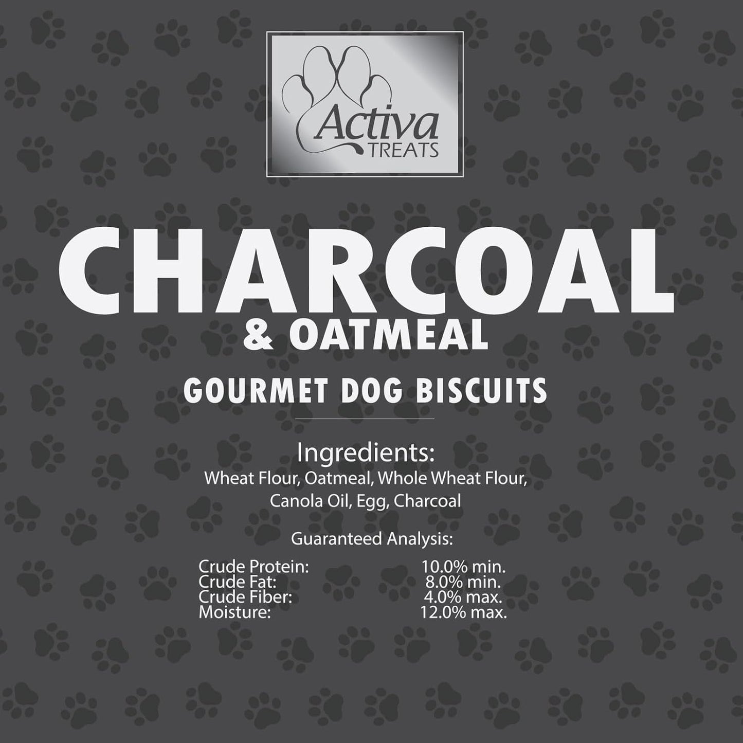 Activa 2lb Charcoal Gourmet Dog Biscuits | Crunchy Dog Treats | Charcoal Flavor Treats