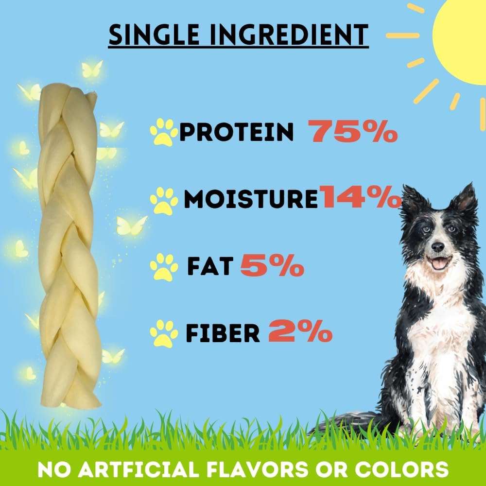 BULLYSTICKS & MORE Beef Cheek Braids for Dogs (6" Thick - 12 Count)- Bones for Dogs - Dog Parents Choice - Premium Beef Cheek Rolls