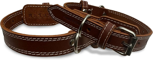 Hides & Knives Leather Dog Collar with Reinforced Hardware, Heavy Duty Dog Collars for All Breeds, Made of Top Grain Genuine Leather That is Soft & Durable (Brown, MD)