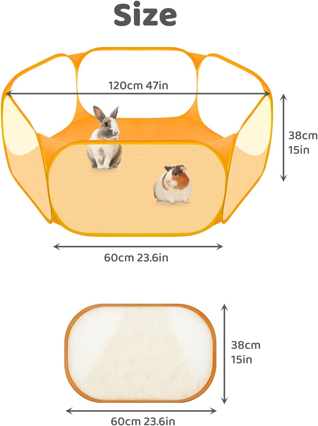 Amakunft Small Animals C&C Cage Tent, Breathable & Transparent Pet Playpen Pop Open Outdoor/Indoor Exercise Fence, Portable Yard Fence for Guinea Pig, Rabbits, Hamster, Chinchillas and Hedgehogs