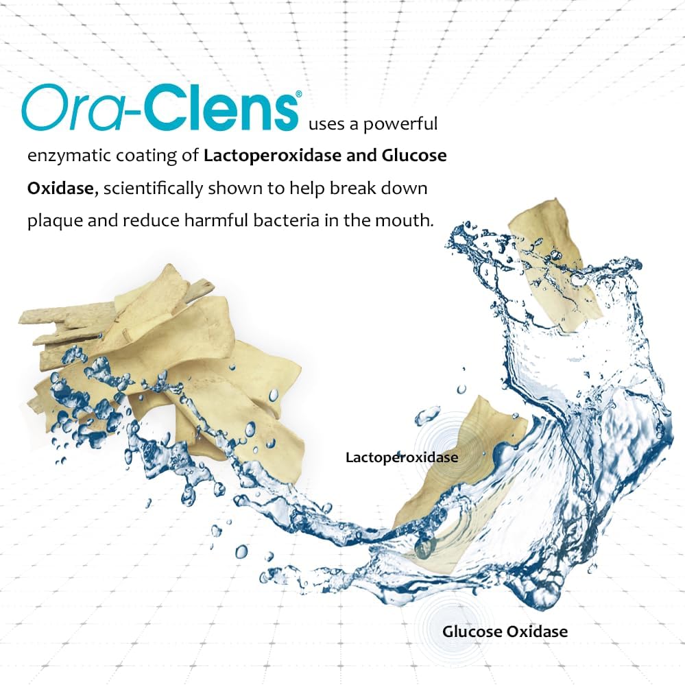 Oral Hygiene Chews for Small Dogs - Cleans Teeth and Freshens Breathe - Coated with Enzymes - Prevents Plaque & Bacteria Build Up - 30 Chews