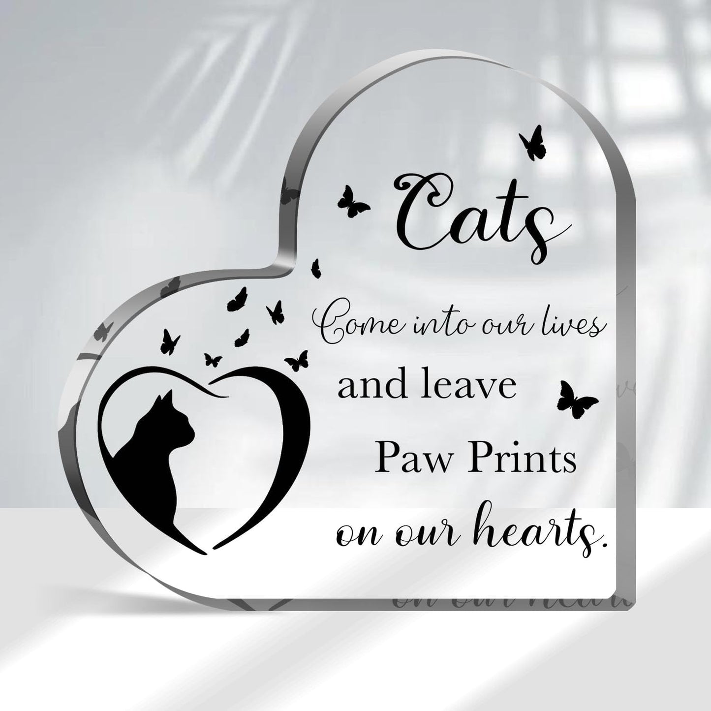 Cat Bereavement Gifts, Cat Remembrance Gift, Cat Loss Gifts, Memory of Cat, Passing Away Gifts, Cat Sympathy Memorial Heart Shaped Acrylic Decor Sign, Sympathy Gifts for Loss of Cat