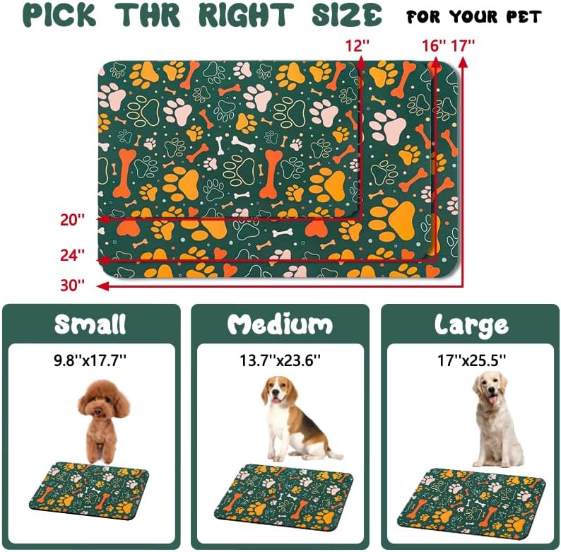Dog Food Mats for Floors Waterproof, Dog Cat Water Bowl Mats Pet Feeding Absorbent Mat Dog Cat Pet Placemats for Food and Water Bone 16 * 24 inch