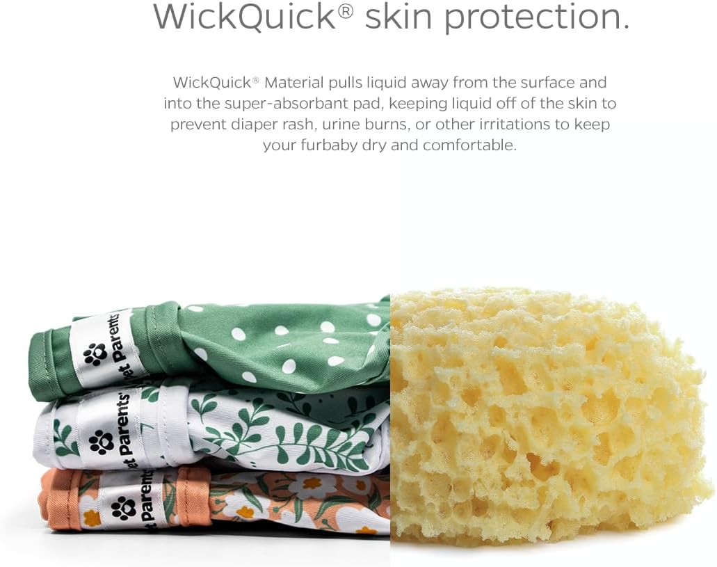 Pet Parents® Washable Dog Diapers (3pack) + Extendrs® of Durable Doggie Diapers, Premium Dog Diapers Female (Medium, Daisy)