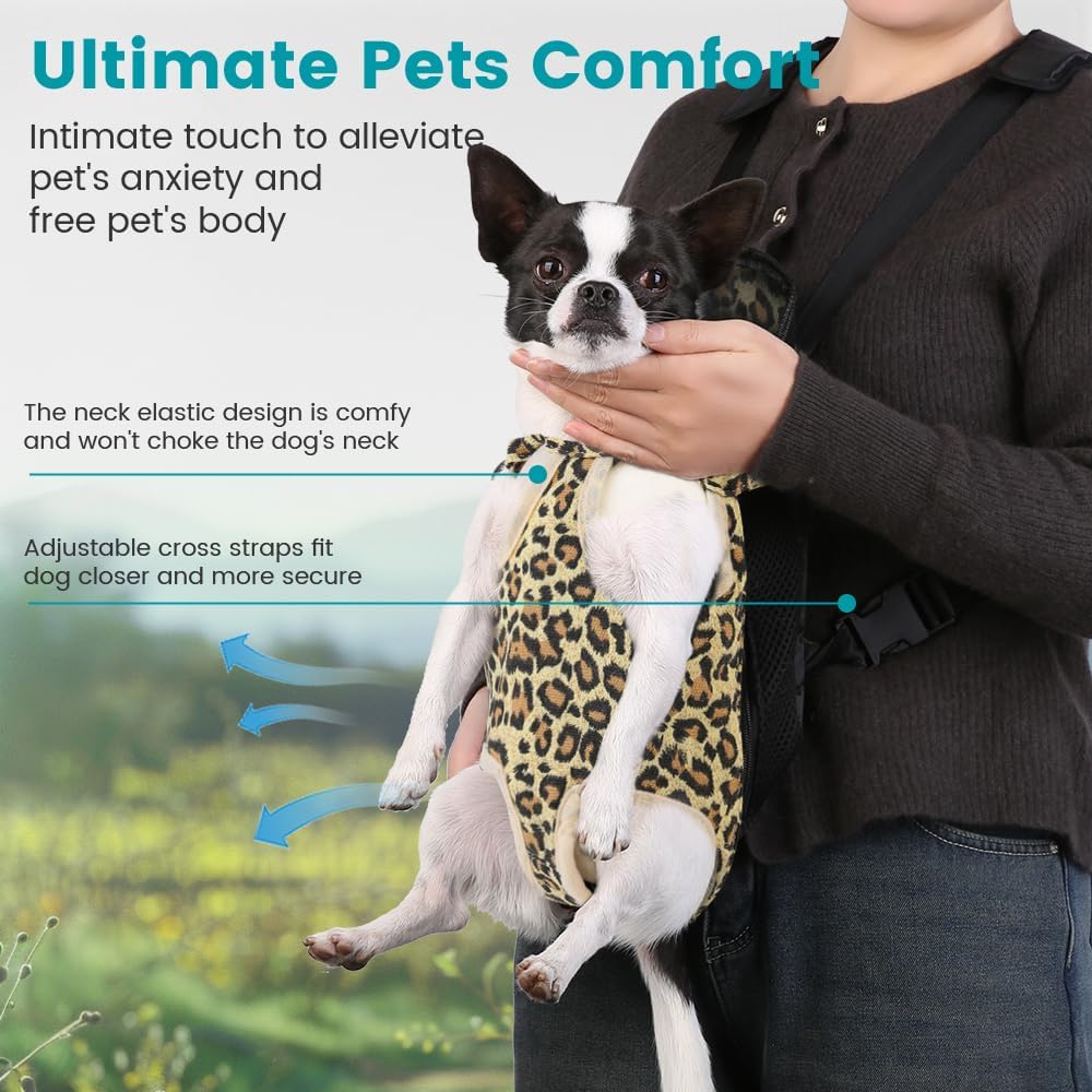 Inspack Dog Backpack Carrier/Cat Carrier, Adjustable Pet Front Carriers Travel Bag for Puppy Medium Dogs, Legs Out, Soft Ventilated Dog Chest Carry Backpacks for Hiking/Camping, 10-16 lbs, Black