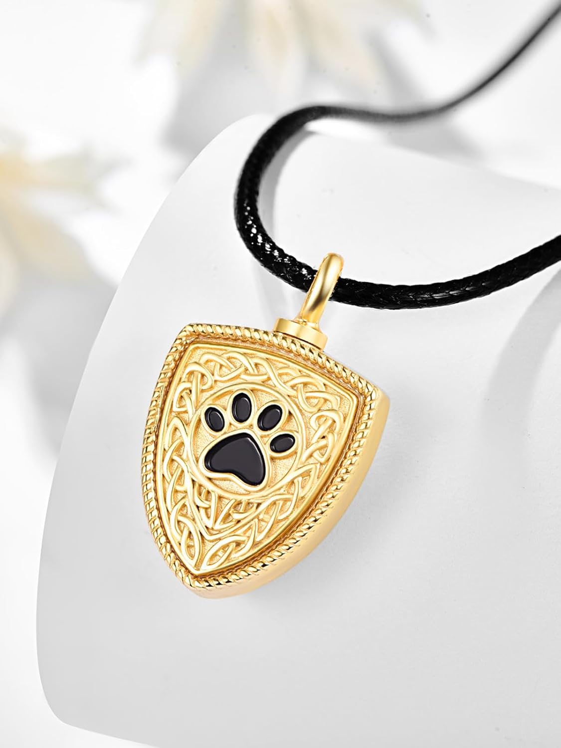 Dreamboat Pet Urn Necklace for Dog Cat Ashes 925 Sterling Silver Paw Print Cremation Keepsake Pendant Celtic Knot Memorial Jewelry Gifts for Women Men