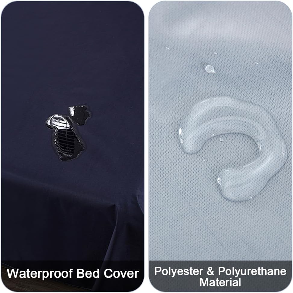 DUJUIKE Waterproof Bed Cover for Dog and Cats,Pet Hair Resistant Bed Sheet Cover, Protective Bed Liner Cover with 100% Waterproof Breathable Thin Fabric (Queen 78 * 90 inch, Navy Blue)