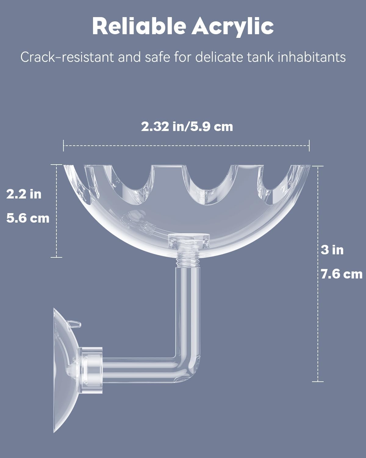 Pawfly Shrimp Feeding Dish with Suction Cup, Clear Acrylic Aquarium Shrimp Feeder, Fish Feeding Tray for Freshwater and Saltwater Tanks, Flower-Shaped