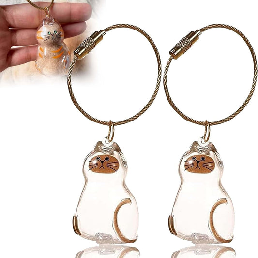 Cat Hair Holder Keychain,Cat Hair Memorial Keyring,Cats keychain Hair Storage Bottle,Transparent Cats Hairs Pendants