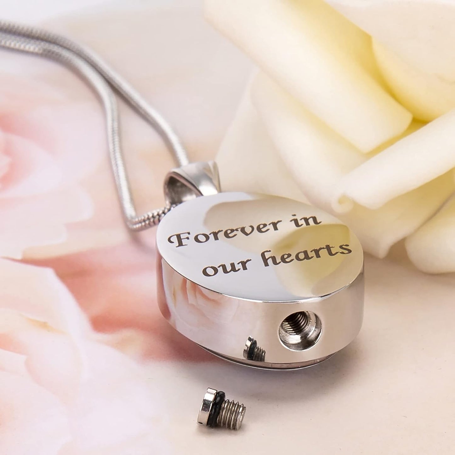Farfume Personalized Pet Urn Necklace for Dog Cat Ashes Cremation Pet Memorial Customized Photo Text Engraving Pendant Keepsake Funeral Jewelry