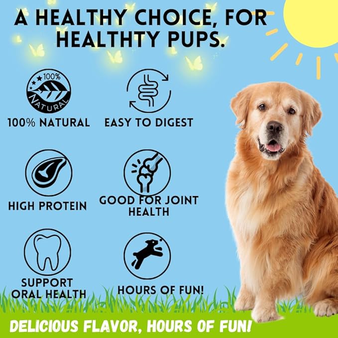 BULLYSTICKS & MORE 12 Inch Beef Collagen Sticks for Dogs (Regular Size - 8 Count)- Bones for Dogs - No Hide Sticks Beef Cheek Rolls