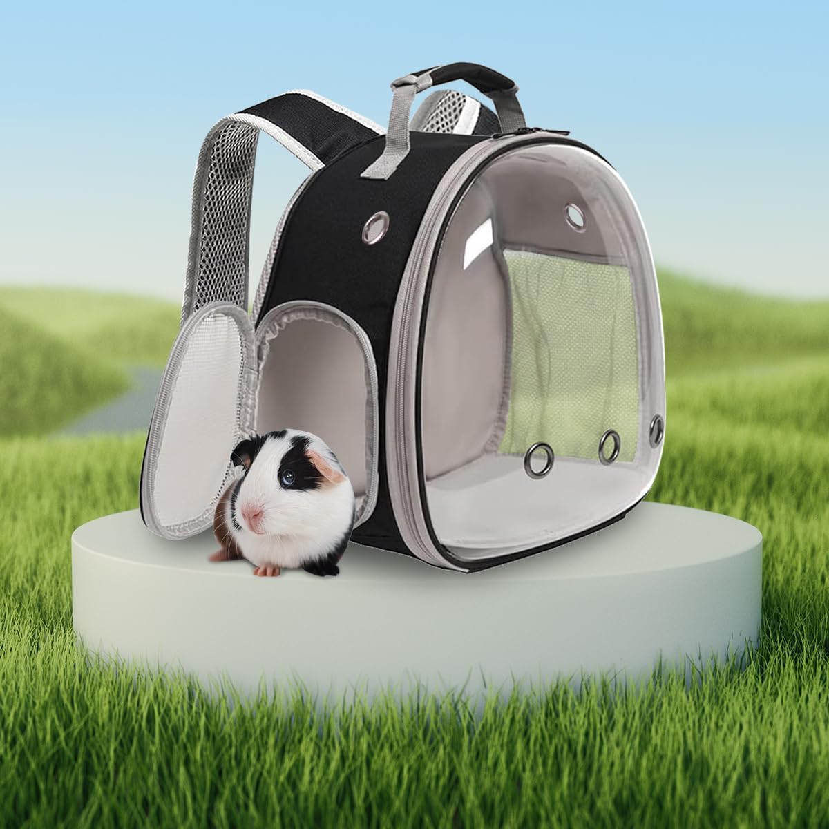 Guinea Pig Backpack, Space Capsule Bubble Window Small Animal Backpack for Guinea Pig, Bird Bunny Rabbit