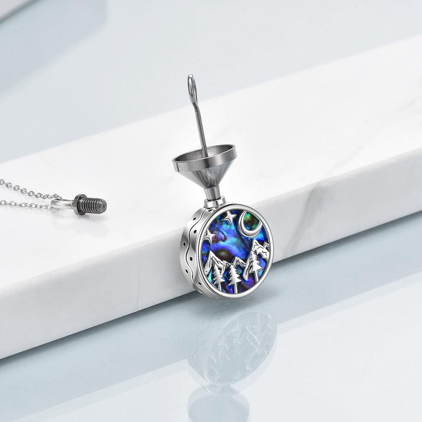 WINNICACA Urn Necklace for Ashes Sterling Silver Abalone Shell Cremation Jewelry for Ashes Jewelry Gifts for Nature Lovers Keepsake Memorial Jewelry for Women