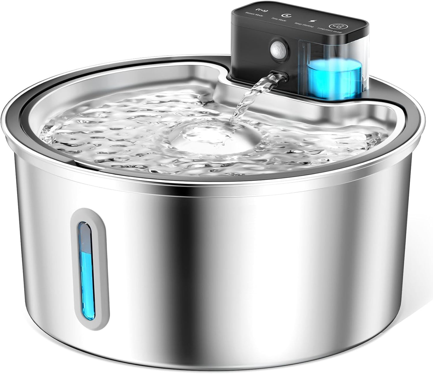 Wireless Cat Water Fountain Stainless Steel - 3.2L/108oz Cordless Pet Water Fountain Battery Operated Cat Water Dispenser Ultra Silent Rechargeable Water Fountains for Cats and Dogs