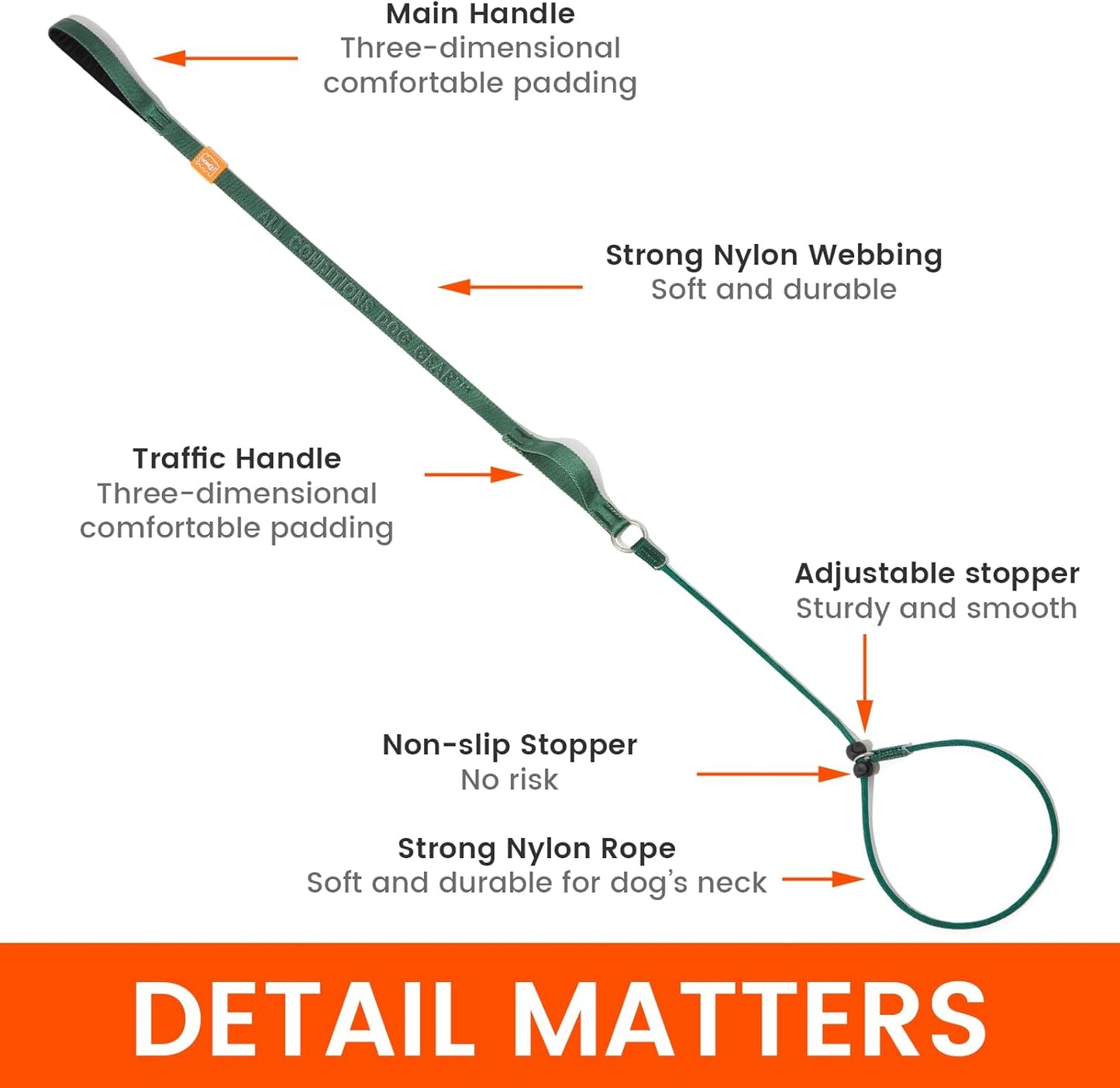 HOWGO Dog Slip Lead Dog Leash,Training Leash,Cinch Leash, No-Pull Slip Leash and Collar,Heavy Duty&Durable,Padded Handle,for All Breeds(Multicolor, 5FT)