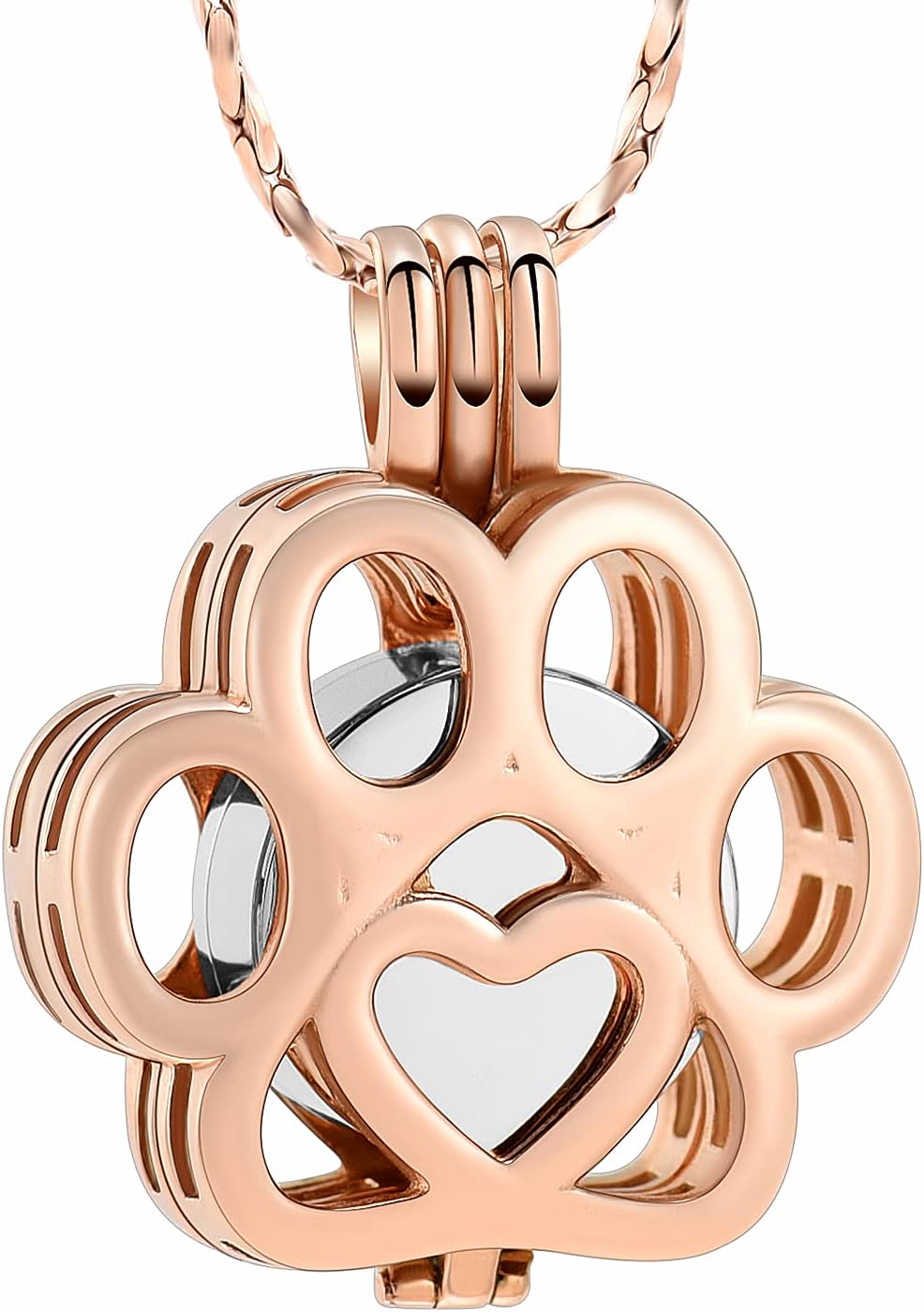 Imrsanl Pet Ashes Necklace Cremation Jewelry for Cat Dog Ashes Pendant Paw Print Urn Necklace for Women Men Keepsake Jewelry for Memorial Locket