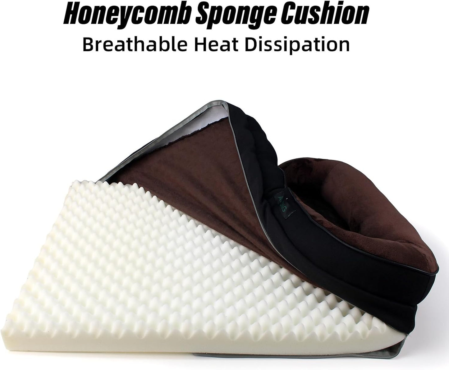 Orthopedic Egg-Shaped Sponge Dog Bed Medium Size Dog with Sides, Removable Cover and Non-Slip Bottom (Brown, 28 * 23 * 6)