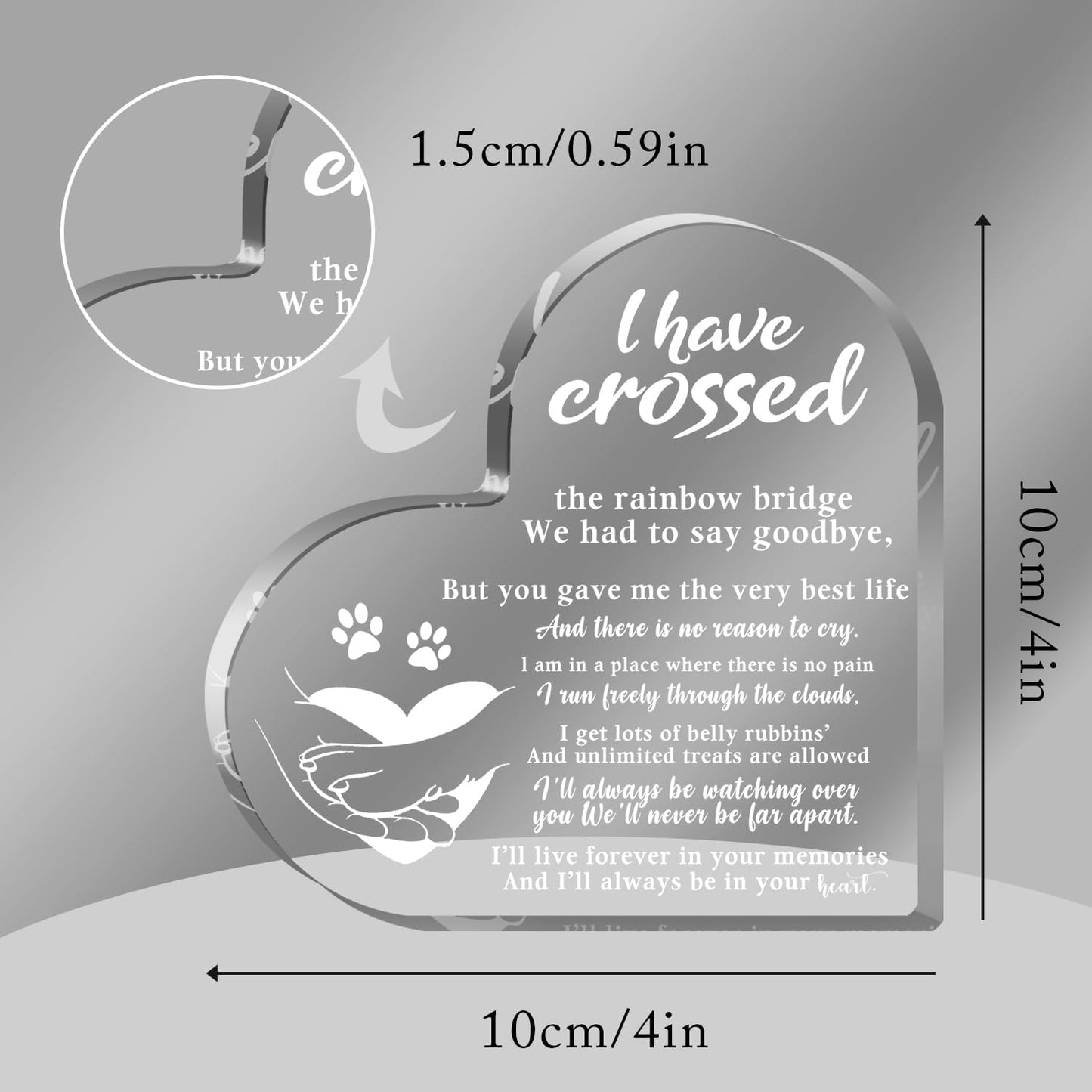 Pet Memorial Acrylic Rainbow Bridge Decorations - Sympathy Gifts for Loss of Dog, Cat - Bereavement Gifts for Pet Loss Remembrance