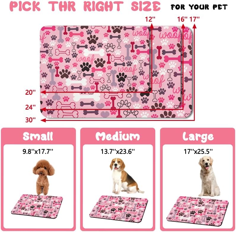 Dog Food Mats for Floors Waterproof, Pet Water Bowl Mats Pet Feeding Absorbent Placemats Pink 17 * 30 inch