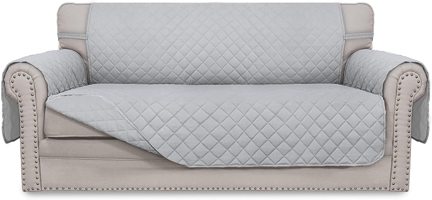 Easy-Going Sofa Slipcover Reversible Loveseat Sofa Cover Couch Cover for 2 Cushion Couch Furniture Protector with Elastic Straps for Pets Kids Dog Cat (Oversized Loveseat, Light Gray/Light Gray)