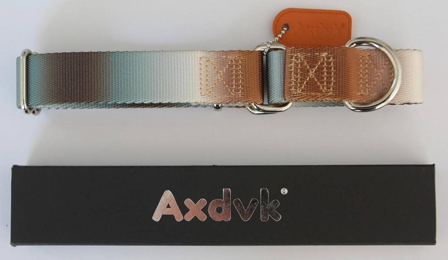 Martingale Dog Collar Colorful Gradient Fashionable - Anti-Escape Soft Durable Pets Collar for Walking Training Outdoor Daily Use -Small, Silver Brown