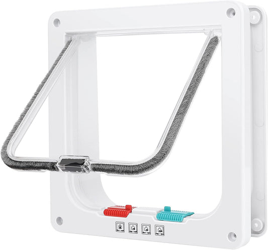 Cat Door, Safety Pet Door with 4 Way Lock, Weatherproof & Easy Installation Cat Flap Door for Interior Exterior Door, Window, Wall(X-Large, 7.87in x 8.66in Flap)