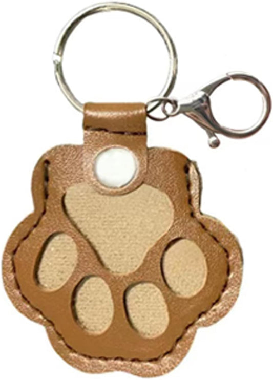 Dog Fur Storage Keychain,Cat Paw Shaped Leather Keychain For Collecting Cat And Dog Hair,Pet Memorial Gifts for Bag Purse Paw Charm Key Holder（1Pcs,Light Brown）