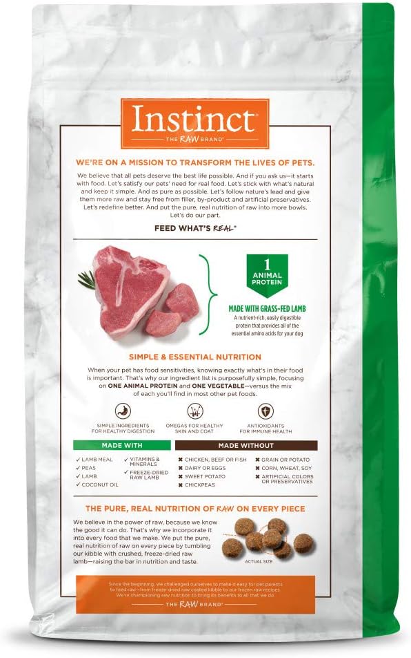 Instinct Limited Ingredient Diet, Natural Dry Dog Food, Grain Free Recipe - Real Lamb, 20 lb. Bag