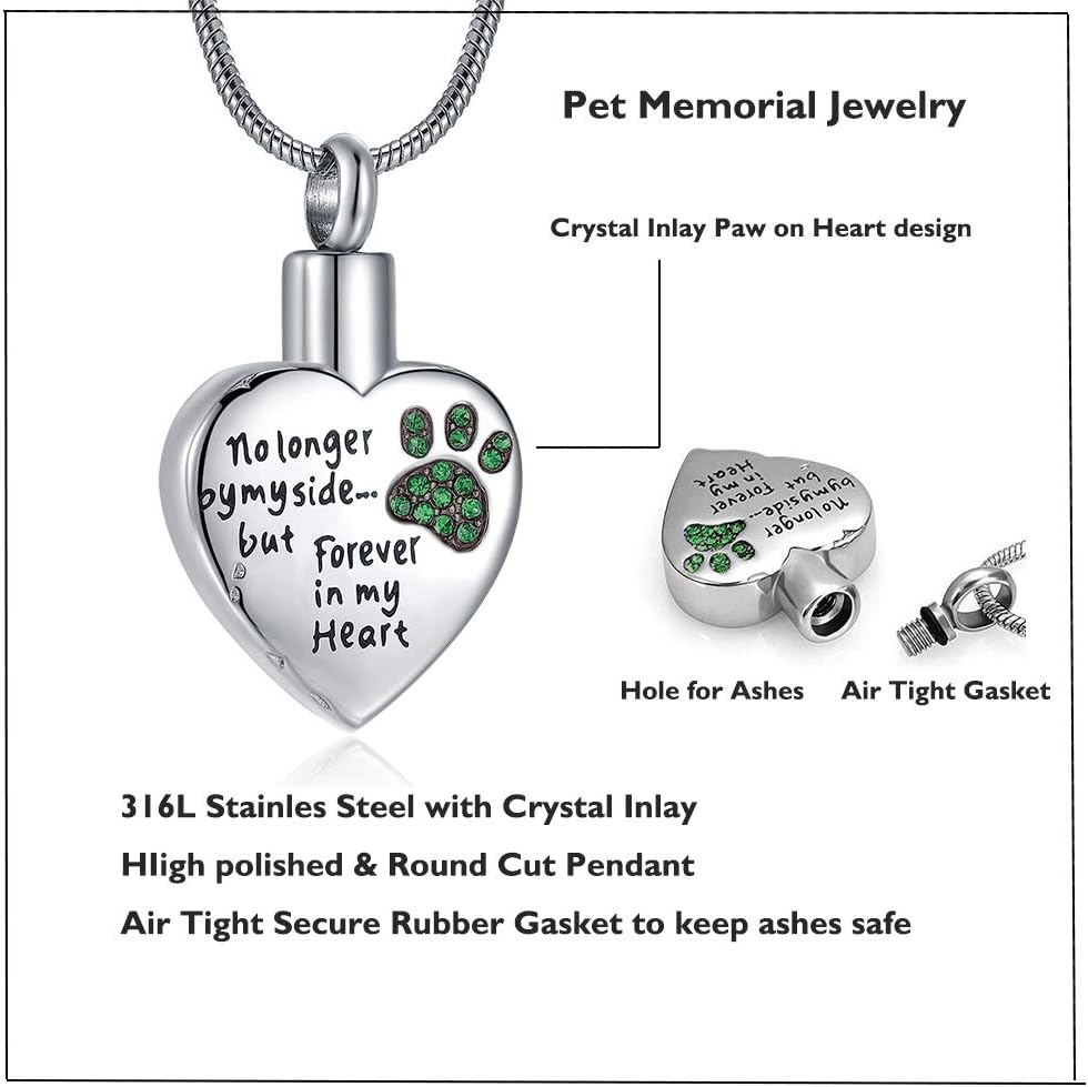 Cremation Jewelry for Ashes for Dog Cat Waterproof Pet Memorial Urn Pendant Necklace for Ashes