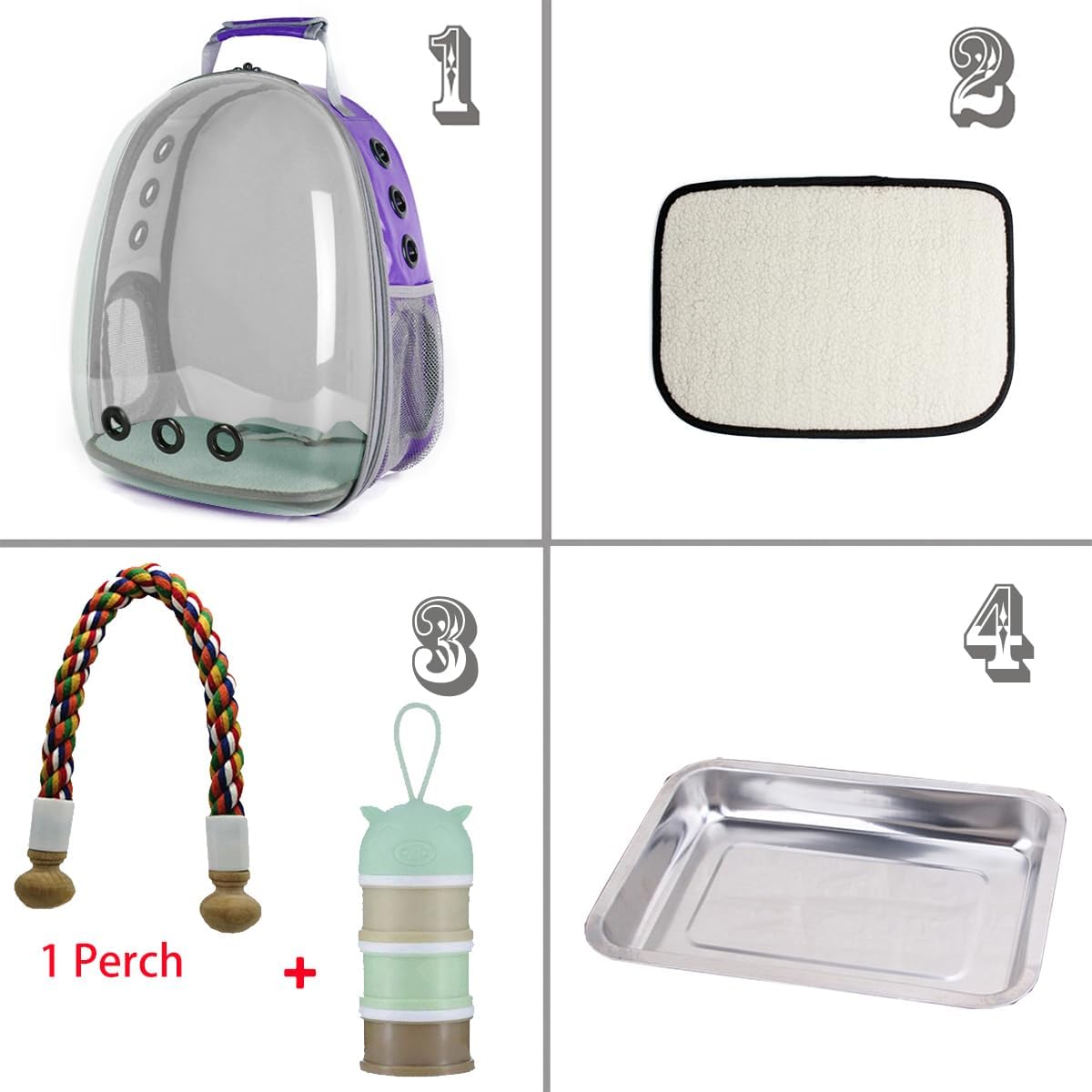 Bird Traval Carrier Cage, Clear Space Capsule Astronaut Backpack to Carry Parakeet Cockatiel Parrot with Metal Tray Wood Perch, Vet Transport Book Bag