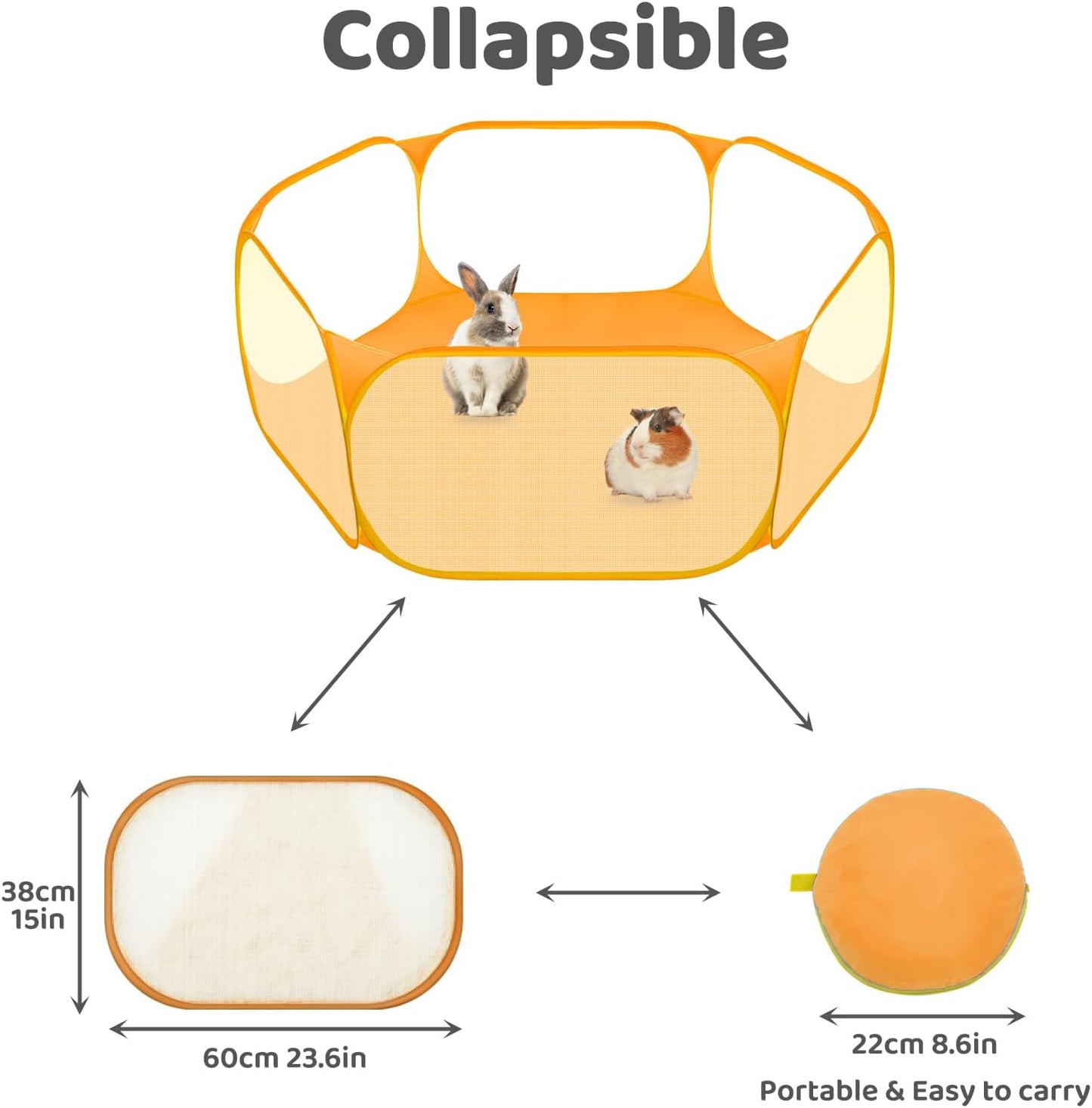 Amakunft Small Animals C&C Cage Tent, Breathable & Transparent Pet Playpen Pop Open Outdoor/Indoor Exercise Fence, Portable Yard Fence for Guinea Pig, Rabbits, Hamster, Chinchillas and Hedgehogs