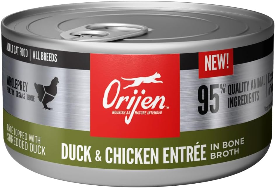 ORIJEN Premium Pate Wet Cat Food in Bone Broth Duck & Chicken Entrée 3oz Cans (24 Count)