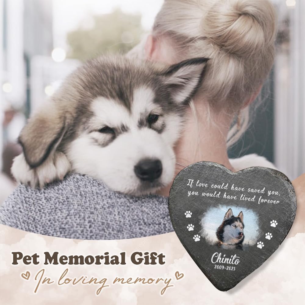 Heart Shaped Dog Memorial Gifts for Loss of Dog - Cat Memorial - Personalized Pet Memorial Stone - Dog Sympathy Gift - Pet Memorial Garden Decor
