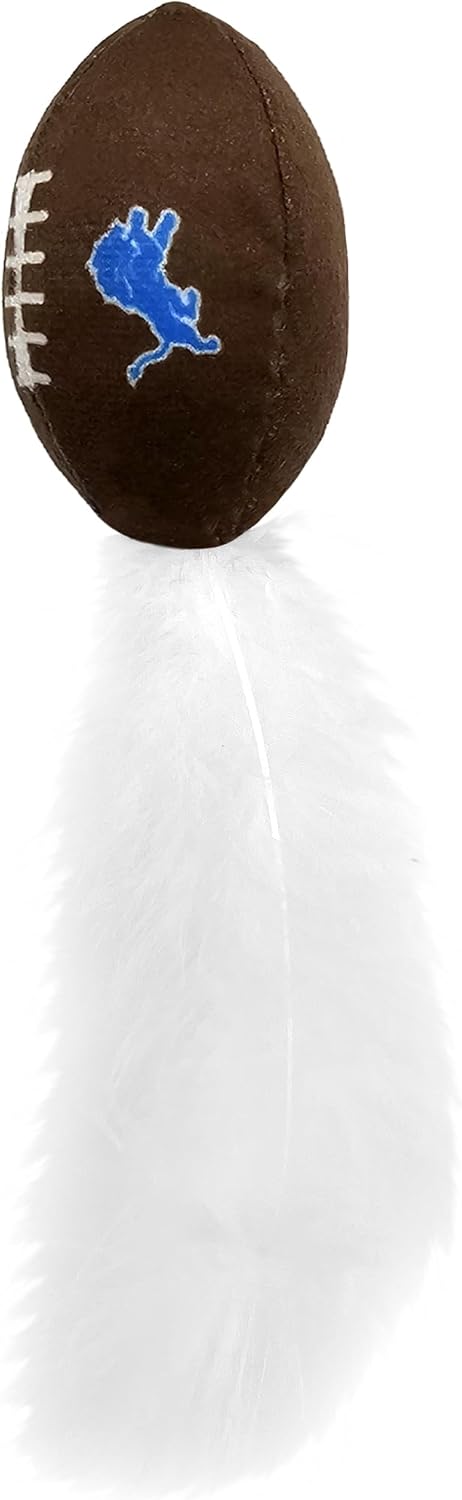 Best Plush CAT Toy - NFL Detroit Lions Complete Set of 3 Piece Cat Toys Filled with Fresh Catnip. Includes: 1 Helmet Cat Toy, 1 Football Cat Toy with Feathers & 1 Beer Bottle. Beautiful Team Logos