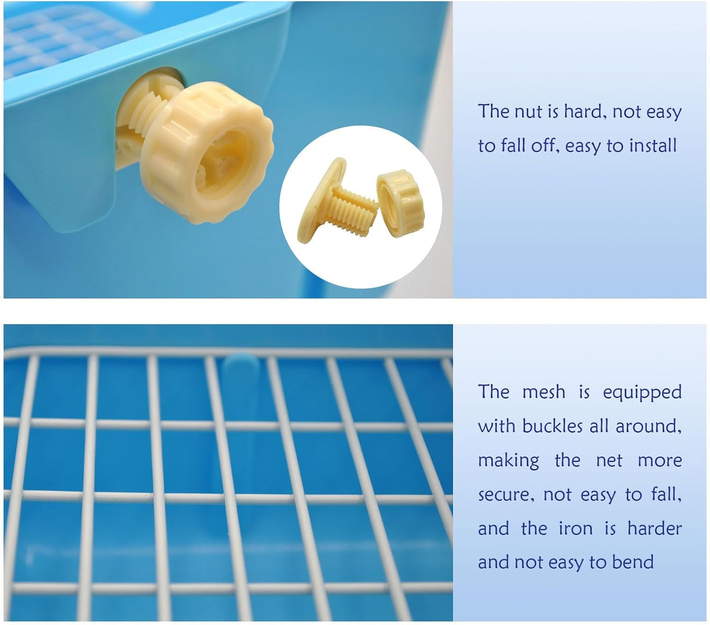 10Pcs Rabbit Litter Box Toilet,Bunny Plastic Square Cage Toilet with Grate Rabbit Corner Litter Bedding Small Animal Potty Training Box Pet Poop Pan for Bunny Guinea Pig Ferret Chinchilla(Blue)