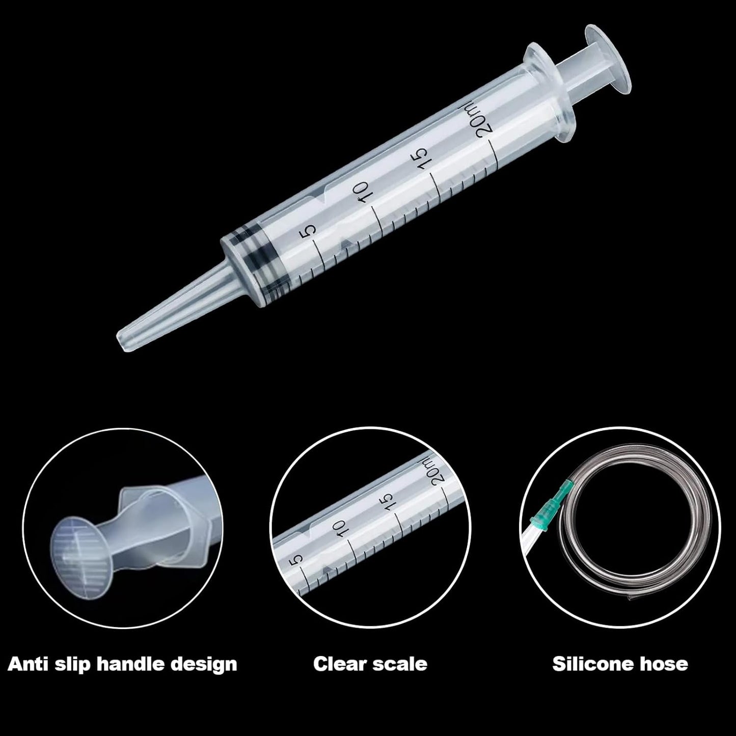 Baby Bird Feeding Syringe Set, Pet Parrot Milk Feeding Syringe with Tubes, Parrot Feeding Tubes Measuring Tools for Feeding Pets Scientific Industrial Labs… (20ml+60ml)