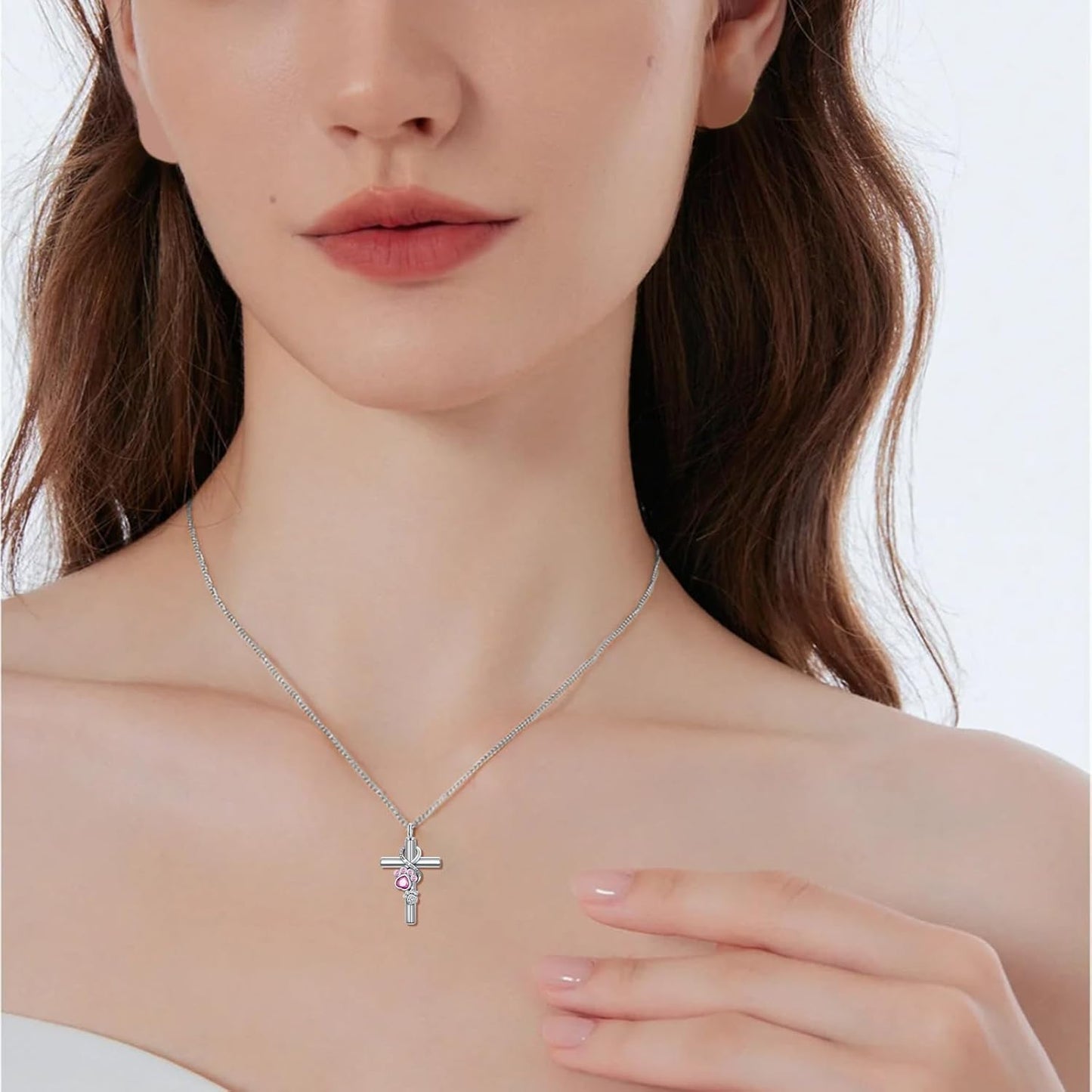 Cross Urn Necklace for Ashes 925 Sterling Silver Cremation Jewelry with Funnel Filler Kit Ashes Necklace for Human Women Girl Pets