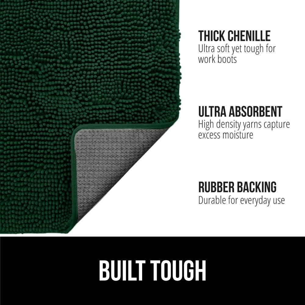 GORILLA GRIP Dog Doormat, Absorbent Doormats for Muddy Dogs Paws, 48x30 Machine Washable Soakstopper Rugs, Cleaner Floors, US Designed Pet Bed Door Mat, Indoor Entrance Pets Rug, Deep Green