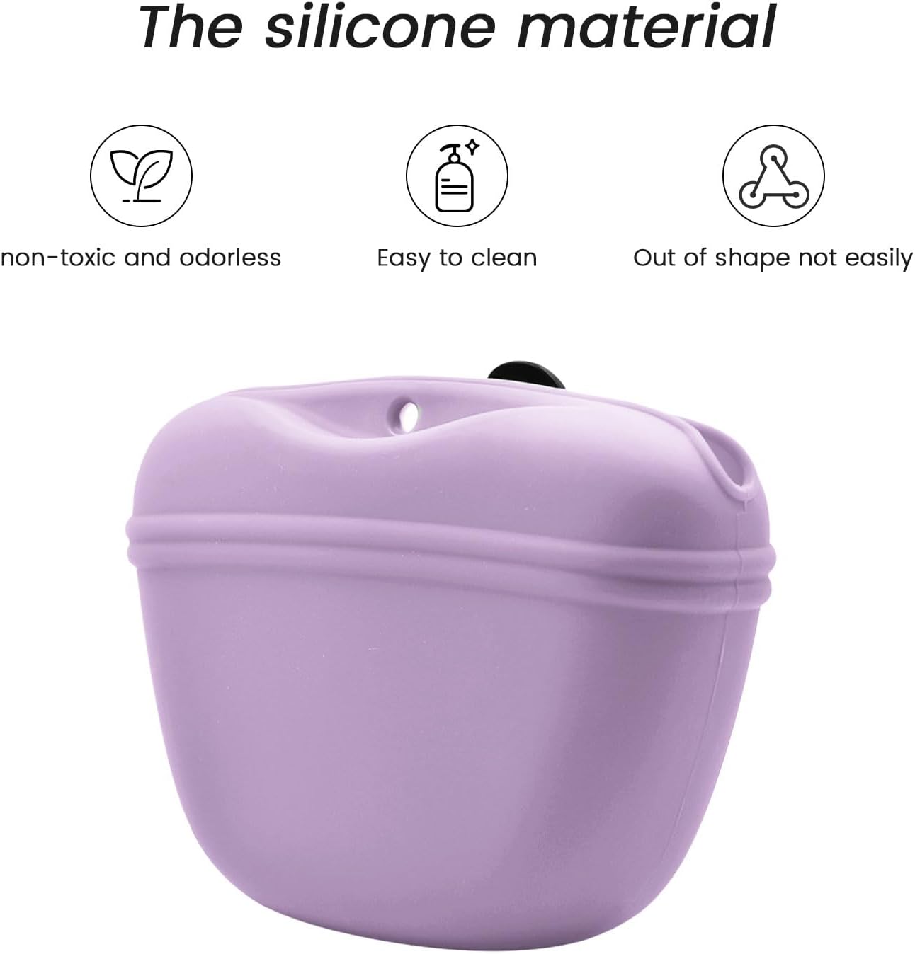 AUDWUD Silicone Dog Treat Pouch,With Dog Training Clicker,Clip on Portable Training Container,Convenient Magnetic Buckle Closing and Waist Clip