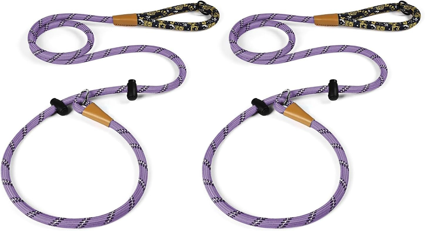 lynxking Slip Lead Dog Leash Reflective, Heavy Duty Comfortable Strong Rope for Large Medium Small Dogs No Pull Pet Training (Light Purple, 2PCS Large 1/2in x 6ft)