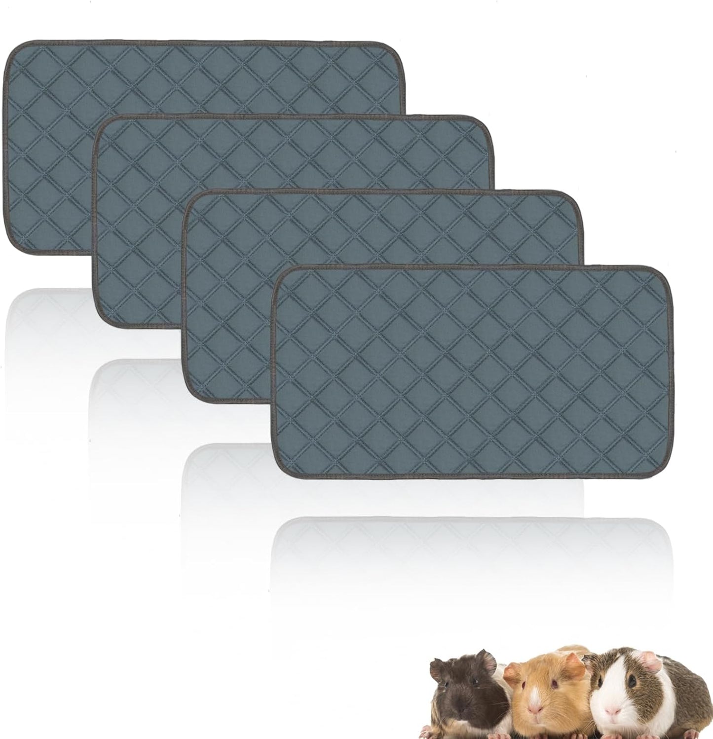 4 Pack Guinea Pig Cage Liners Washable Guinea Pig Bedding Reusable Waterproof Super Absorbent Guinea Pig Pee Pads Anti Slip Mat for Small Animals Rabbit Hamster Rat -28 x 14 Inch