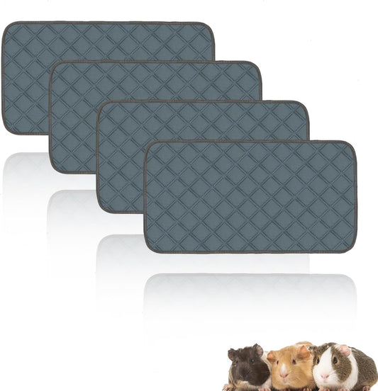 4 Pack Guinea Pig Cage Liners Washable Guinea Pig Bedding Reusable Waterproof Super Absorbent Guinea Pig Pee Pads Anti Slip Mat for Small Animals Rabbit Hamster Rat -28 x 14 Inch